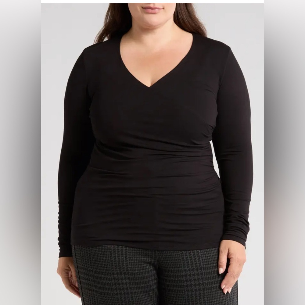 Universal Standard Black Liquid Cross Wrapped Front Top Size L NWT